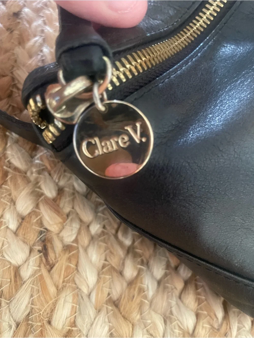 Clare V Black Leather Crossbody with Gold Zipper - Picture 3 of 5